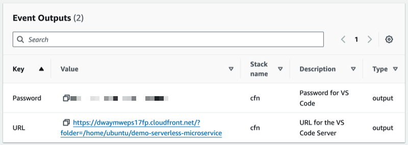 Event Outputs Location
