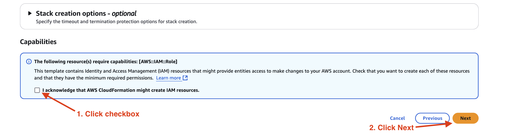 Acknowledge IAM Roles