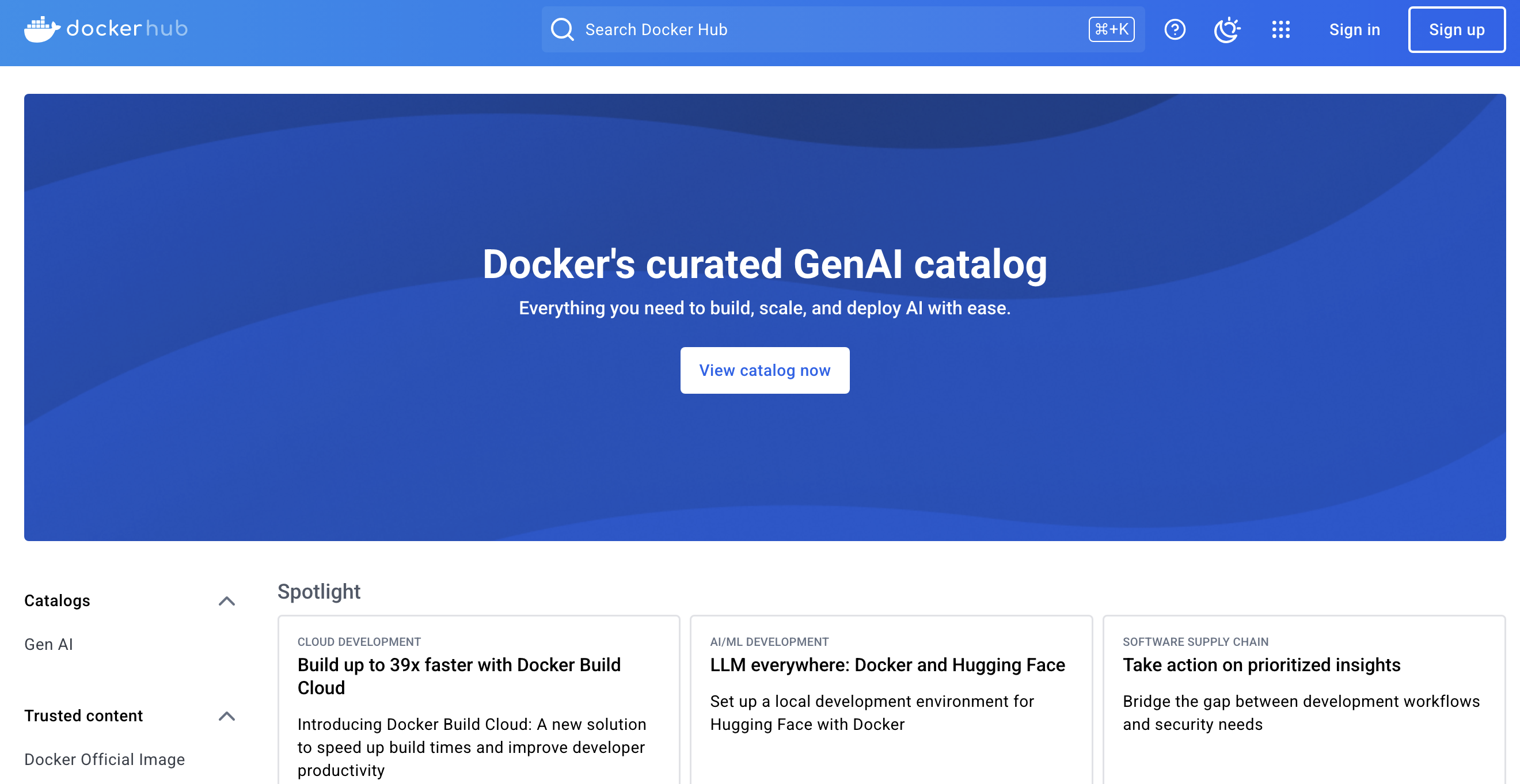 Docker Hub Interface